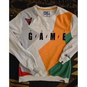 Post Game Mens 2XL Colorblock Graphic Crewneck Sweatshirt White Orange Green 13